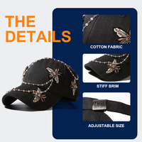 Gorra de Béisbol de 6 Paneles con Logotipo Personalizado, Gorras de Diseño con Parche Bordado, Gorras Unisex con Cadena de Cuentas y Hebilla de Metal