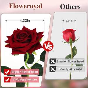 Roses bordeaux artificielles en gros, fleurs en velours à longue tige, fausses roses pour la Saint-Valentin, les mariages et les bouquets de <span class=keywords><strong>mariée</strong></span> - Product Image 2