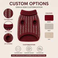 Pull tricoté sur mesure pour chien, manteau chaud d'hiver, motif géométrique, col côtelé, ouverture aux pattes, couleurs Berry Mist Oat, vêtements personnalisés pour animaux de compagnie