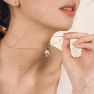 보석 우아한 925 실버 보석 골드 도금 사용자 정의 스타 하늘 흑백 어머니 진주 펜던트 목걸이 - Product Image 2