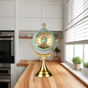 Retro Style Ceramic Table <b>Clock</b> Circular Gold Base Decorative Desktop <b>Clock</b> Home Ornament - Product Image 2