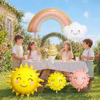 Nouveaux Ballons Mat Effet Feuille Style Ins, Motifs Mignons : Crème Glacée, Arcs-en-ciel, Visage Souriant, Soleil, Nuage, pour Décoration d'Anniversaire d'Enfants et Fête de Rentrée Scolaire