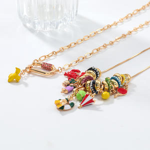 Kaimei 2026 Fashion <strong>Jewelry</strong> 2-piece Set Multi-layer Full Diamond <strong>Crab</strong> Fruit Swimming Ring Pendant Necklace Women Enamel Necklace - Product Image 5