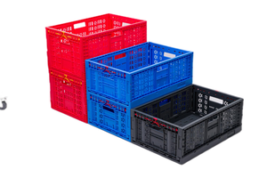 Panier à fruits de supermarché Caisse mobile pliable et empilable en PP avec maille pour le transport des légumes et des fruits - Product Image 3