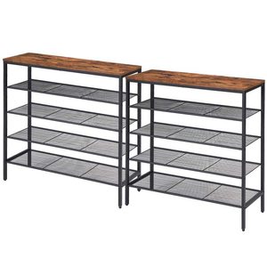 <span class=keywords><strong>Zapatero</strong></span> <span class=keywords><strong>Industrial</strong></span> de 5 niveles, organizador de calzado con 4 estantes de malla, plano o inclinable, ajustable, para 16 pares de entrada - Product Image 1