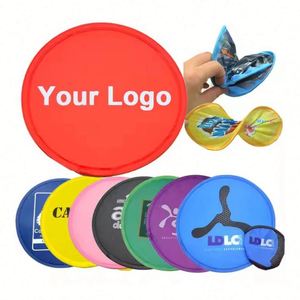 Custom Logo Foldable Flying Disc Folding Handheld Fan Nylon Round Fold-Up Flying Disc with Pouch - Product Image 6