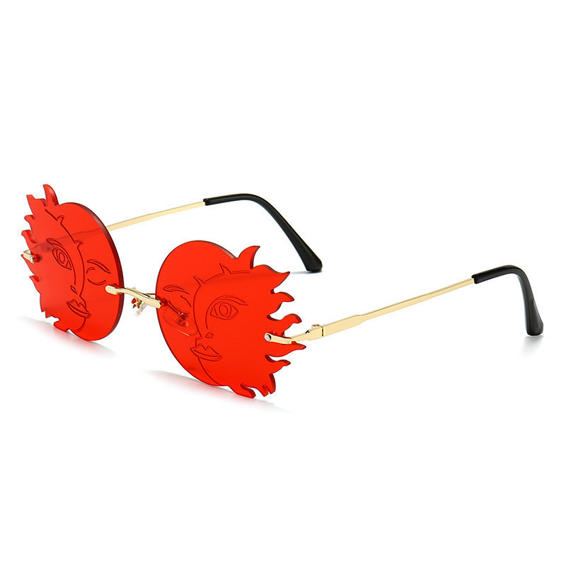 Sol Luna sonriente gafas de sol de moda más nuevo 2020 lindo sin montura tonos de diseñador de lujo metal llama