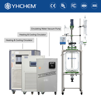 Réacteur de cristallisation en verre chemisé YHCHEM 50L avec refroidisseur de refroidissement pour extrait botanique et processus de purification