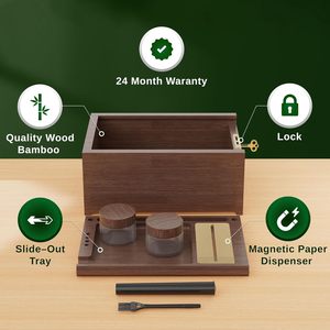 Nouveaux accessoires pour fumeurs : Grinder, boîte de rangement en bambou pour herbes, plateau à rouler, conteneur de rangement pour pipes et feuilles à rouler, pour cadeaux - Product Image 4