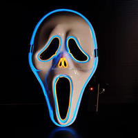 LED-Dekorationslichter Niedliche PVC-LED-Maske mit Leucht- und Quietschfunktionen für Halloween Batteriebetrieben für Party und Cosplay