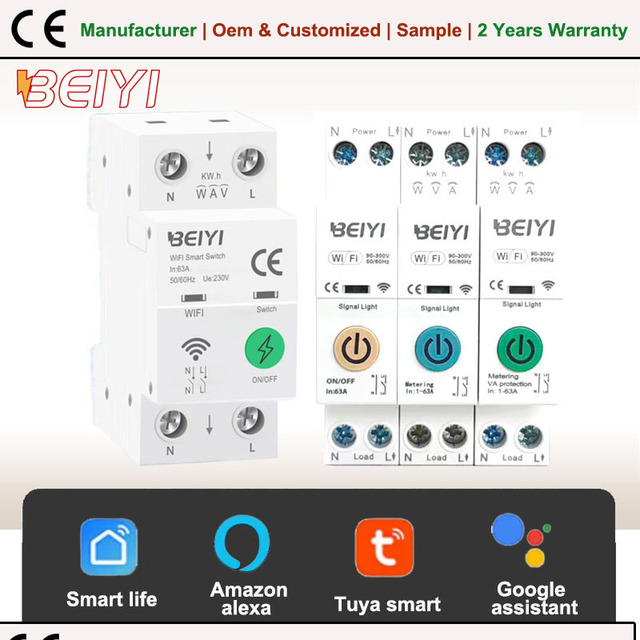 Manufacturer 1P Intelligent Circuit Breakers Mobile Phone Tuya Wifi Smart Power Management Energy-Saving Solution