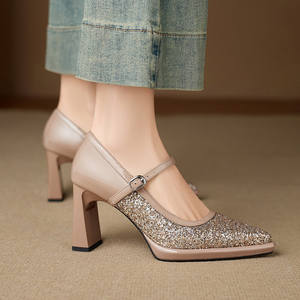 Escarpins élégants Cialisa pour femme, style patchwork, nouvelle collection printemps 2026, sexy, à bout pointu, avec bride à boucle, talons hauts, chaussures Mary Jane pour femme - Product Image 3