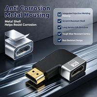 Adaptateur 8K 2.1 mâle vers femelle, connecteur d'extension à angle droit de 90 degrés, coque en aluminium plaqué or pour moniteur d'ordinateur portable
