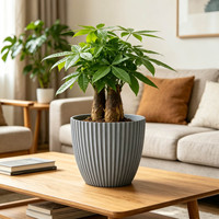 Pot de fleurs en polypropylène léger et durable de 5 pouces, écologique, pour décoration de jardin intérieur/extérieur, classique à rayures verticales