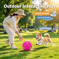 Jouet pour chien en vinyle rose à picots, jouet interactif qui couine pour mâcher, pour chiens de petite et moyenne taille