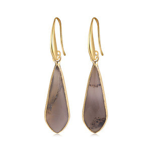 Pendientes de Piedra de Ágata Facetada en Forma de Gota con Borde Dorado de Acero Inoxidable Dorado de 36 mm, Joyerí<span class=keywords><strong>a</strong></span> de Piedras Preciosas para Mujer, Regalo para Amiga - Product Image 4