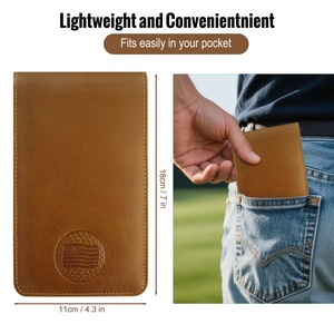 Boshiho <b>Golf</b> Scorecard Holder Customn Crazy Horse Leather <b>Golf</b> Scorecard Yardage Cover Book Holder with Pen & 2 Score Cards - Product Image 2