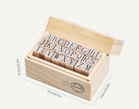 Ensemble de tampons en bois vintage avec lettres et chiffres, boîte de rangement en bois naturel pour journal, scrapbooking, artisanat