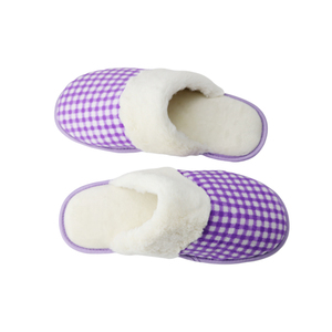 Moda <span class=keywords><strong>viola</strong></span> reticolo interno camera da letto pantofole personalizzate logo caldo e morbido inverno pantofole per la casa - Product Image 3