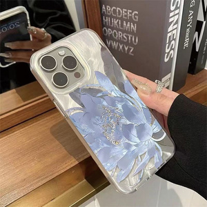 Pink Peony Lotus Print Phone Case for <strong>IPhone</strong> 16 15 14 13 12 11 17 Air Pro Max 15 Pro 7 <strong>8</strong> Plus 16e Shockproof <strong>Silver</strong> Plated Cover - Product Image 6