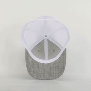 Custom High Quality 6 Panel Classic Polyester Cotton Low Moq Heather Grey Embroidery Patch Logo Mesh Trucker Cap <b>Hat</b> <b>for</b> Sale - Product Image 6