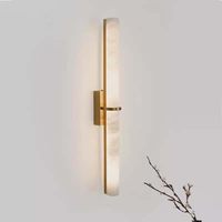 Applique murale LED en albâtre et cuivre, style moderne et luxueux, pour salon, hôtel, balcon, chambre à coucher, chevet, décoration de fond, design chinois contemporain