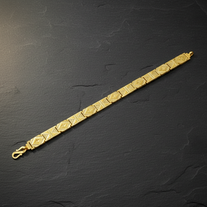 Elegante Brazalete de Oro Amarillo de 18K con Eslabones Geométricos para Mujer, Patrón Clásico en Forma de Diamante, Joyería Fina, Regalo - Product Image 3