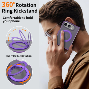 Étui Duo Premium pour <span class=keywords><strong>iPhone</strong></span> Violet avec Support Rotatif, Antichoc, Finition Mate, Toucher Doux, Magnétique – Fabricant Professionnel - Product Image 5