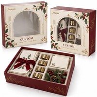 Boîte cadeau personnalisée avec logo de Noël, base rigide et couvercle, fenêtre transparente en PVC, impression CMYK et pelliculage brillant