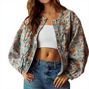 Chaqueta Vaquera Lavada con Estampado Floral, Nueva Colección 2025, Corte Regular, Estilo Formal Vintage, Transpirable, para Mujer - Product Image 3