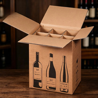 Boîte d'expédition de vin en carton ondulé écologique en gros, logo personnalisé imprimé, 6/9/12 bouteilles, antichoc, robuste, carton recyclable