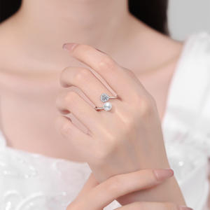 9 S925 argent amour en forme de coeur haut de gamme 5A perle <span class=keywords><strong>d</strong></span>'eau douce naturelle <span class=keywords><strong>calendrier</strong></span> de l'<span class=keywords><strong>avent</strong></span> bijoux Moissanite bague réglable pour dame - Product Image 2