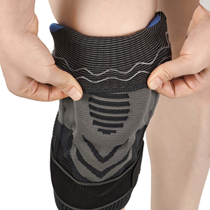 Genouillère de compression flexible avec coussinet en silicone et barres latérales métalliques élastiques pour la course et l'haltérophilie, <span class=keywords><strong>support</strong></span> de genou efficace - Product Image 3