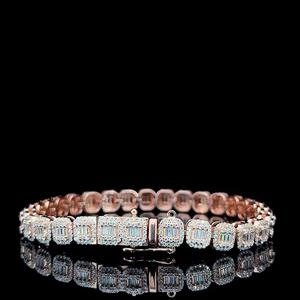 Pulsera de tenis estilo Hip Hop con incrustaciones de moissanita VVS tipo baguette, de oro blanco de 7.5mm y plata 925, para hombre y mujer - Product Image 2