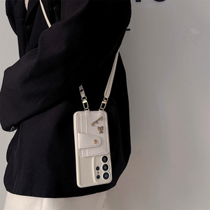 Étui <span class=keywords><strong>de</strong></span> protection <span class=keywords><strong>de</strong></span> luxe pour <span class=keywords><strong>téléphone</strong></span> avec porte-cartes en cuir texturé et breloque ours mignon, pour <span class=keywords><strong>Samsung</strong></span> Galaxy S26 Ultra S25 A56, avec sangle chaîne bandoulière - Product Image 6