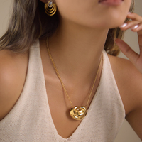 Collier pendentif martelé en acier inoxydable plaqué or 18 carats J&D Jewelry, chaîne classique NK, bijoux pour femmes, résistant à l'eau