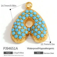 Breloques Lettres Initiales A-Z en Acier Inoxydable Plaqué Or avec Pierres Turquoises Tendance pour Fabrication de Bijoux DIY