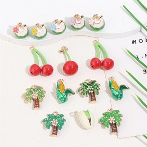 จี้โลหะผสมเคลือบสีลายต้นมะพร้าว เชอร์รี่ ข้าวโพด พิสตาชิโอ สำหรับงาน DIY ทำมือ - Product Image 1