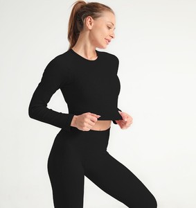 Pantaloni da Yoga a <span class=keywords><strong>maniche</strong></span> <span class=keywords><strong>lunghe</strong></span> senza cuciture per donna - Product Image 5