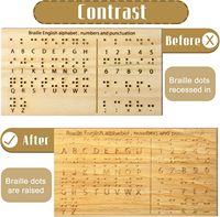 Outil éducatif Montessori points sculptés pour les voyants salles d'évasion bois Braille Alphabet Board