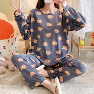 秋季长袖卡通图案睡衣圆领2件套可爱女学生睡衣 - Product Image 2