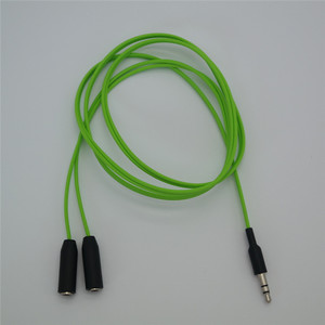 Headphone Splitter 1 To 2 <b>Adapter</b> Cable Green Audio Divider For Earphone Sharing Dual Output Connector - Product Image 1