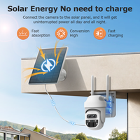 Caméra solaire PTZ miniature CONDA 6MP avec zoom 12X, étanche IP66, audio bidirectionnel, détection de mouvement et caméra de sécurité extérieure sans fil