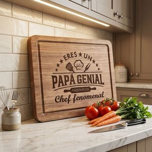 <span class=keywords><strong>Planche</strong></span> à charcuterie en bois gravée au laser sur mesure, plateau de découpe espagnol « Eres un <span class=keywords><strong>Papa</strong></span> Genial » pour cadeau de <span class=keywords><strong>papa</strong></span>, vente en gros - Product Image 3