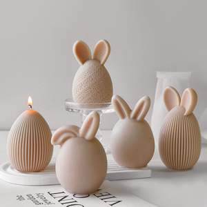 Molde de silicona YS con diseño de oreja de conejo y nervaduras, molde geométrico a rayas <span class=keywords><strong>para</strong></span> <span class=keywords><strong>velas</strong></span> de cera de soja, ideal <span class=keywords><strong>para</strong></span> decoración de Pascua - Product Image 1