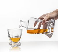 En gros : Ensemble de carafe à bourbon en verre cristal transparent de 500 ml avec bouchon hermétique et 2 verres à whisky