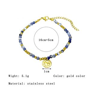 French Handmade Bohemia Style <b>Beaded</b> Small Fashion Women's Stainless Steel 18k <b>Gold</b> Color Natural Quartz Beads <b>Bracelet</b> - Product Image 2