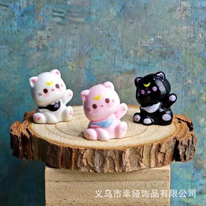 Cute Cartoon <b>Cat</b> Doll Plastic Resin DIY Desktop Ornament Car Decoration <b>Backpack</b> Pendant Mixed Color Random Style - Product Image 2