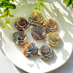 หินมูนสโตนธรรมชาติสำหรับเป็นของขวัญงานแกะสลักรูปทรงดอกกุหลาบ - Product Image 4