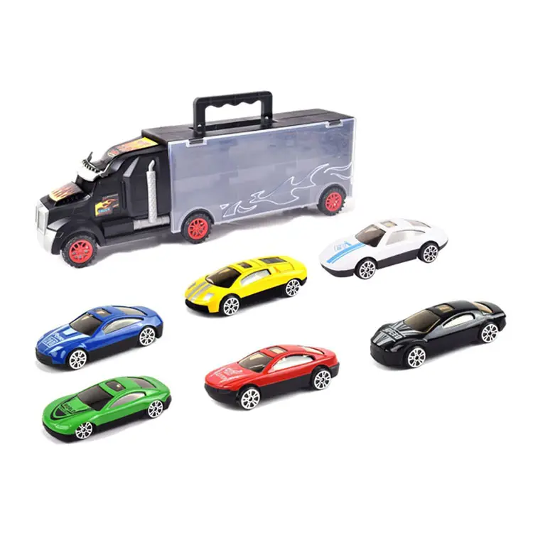 Mainan truk pembawa besar, mainan mobil diecast isi 6 buah untuk anak, truk kontainer mainan